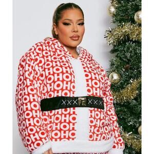 Weekending Santa Hoodie Hooded One Size Fleece Fuzzy Holiday